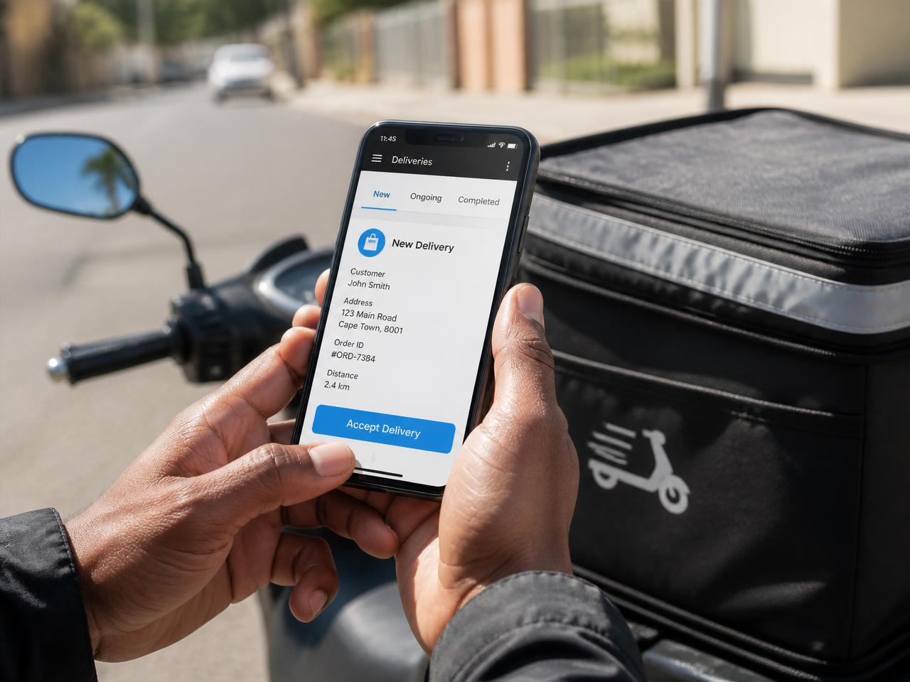 Driver using a delivery app